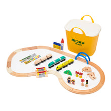 画像をギャラリービューアに読み込む, moku TRAIN 木製電車とレールセット(スタックストーお片付けBOX)