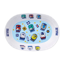 画像をギャラリービューアに読み込む, 7月9日発売予定_新幹線&標識メラミン食器 カレー皿(水色.黄色)