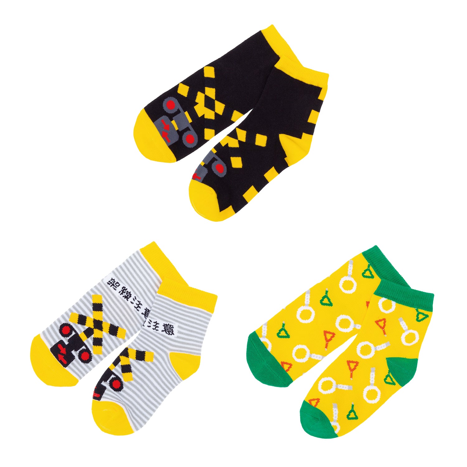 TETSUDO SMILE SOCKSおとな(踏切黒.踏切ボーダー.つり革)